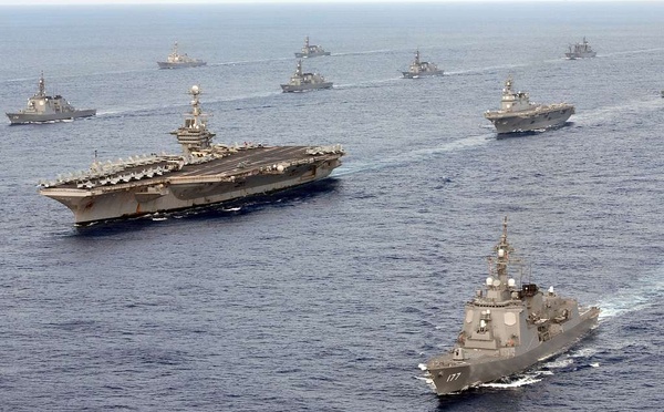 US navy ships carrying marines approach the Arabian Sea